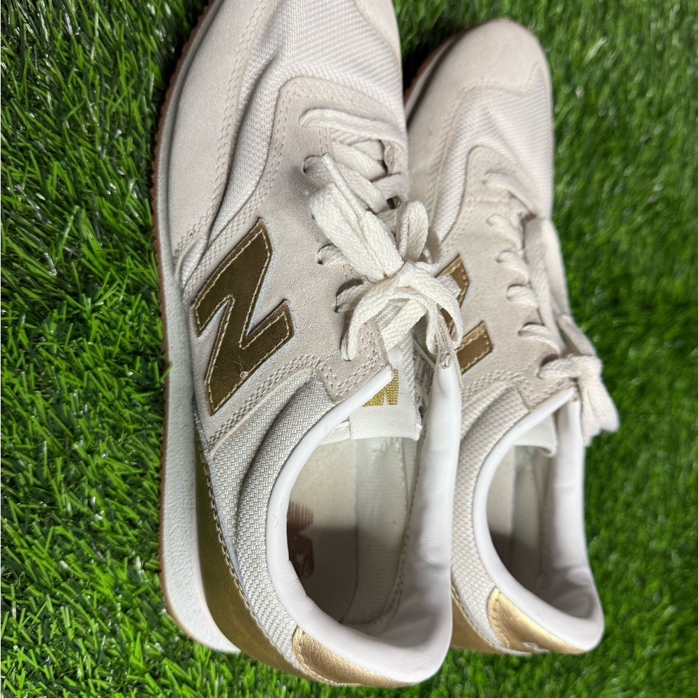 New Balance Women's White and Gold Sneakers